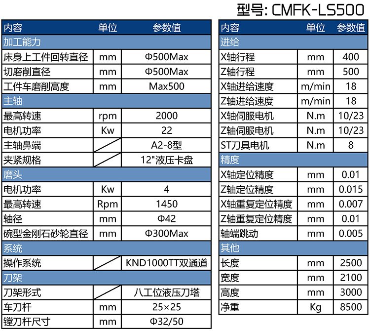 剎車盤數(shù)控車磨一體機(jī)CMFK-LS500參數(shù)表